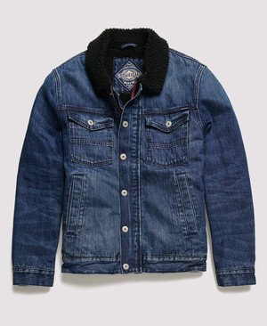 Superdry Hacienda Sherpa Denim Férfi Kabát Kék | BOKXD7086